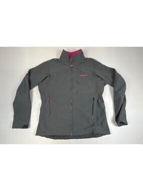 Patagonia Women XL Jacket Windbloc Polartec Gray Pink Full Zip Softshell Outdoor